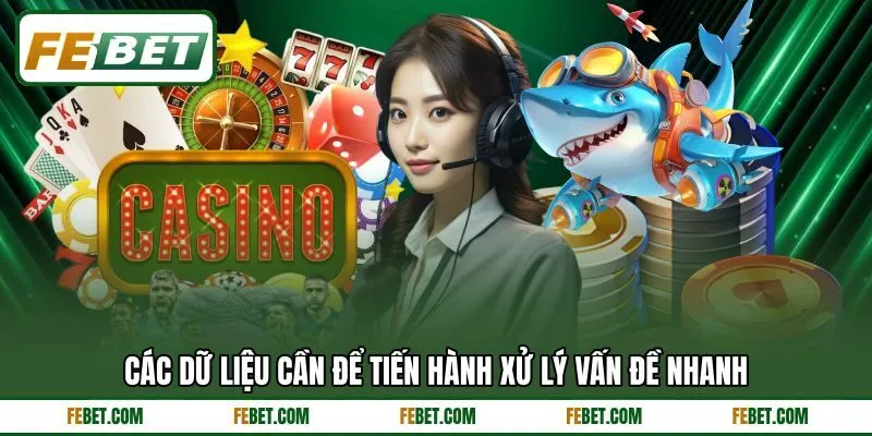 Các dữ liệu cần để tiến hành xử lý vấn đề nhanh